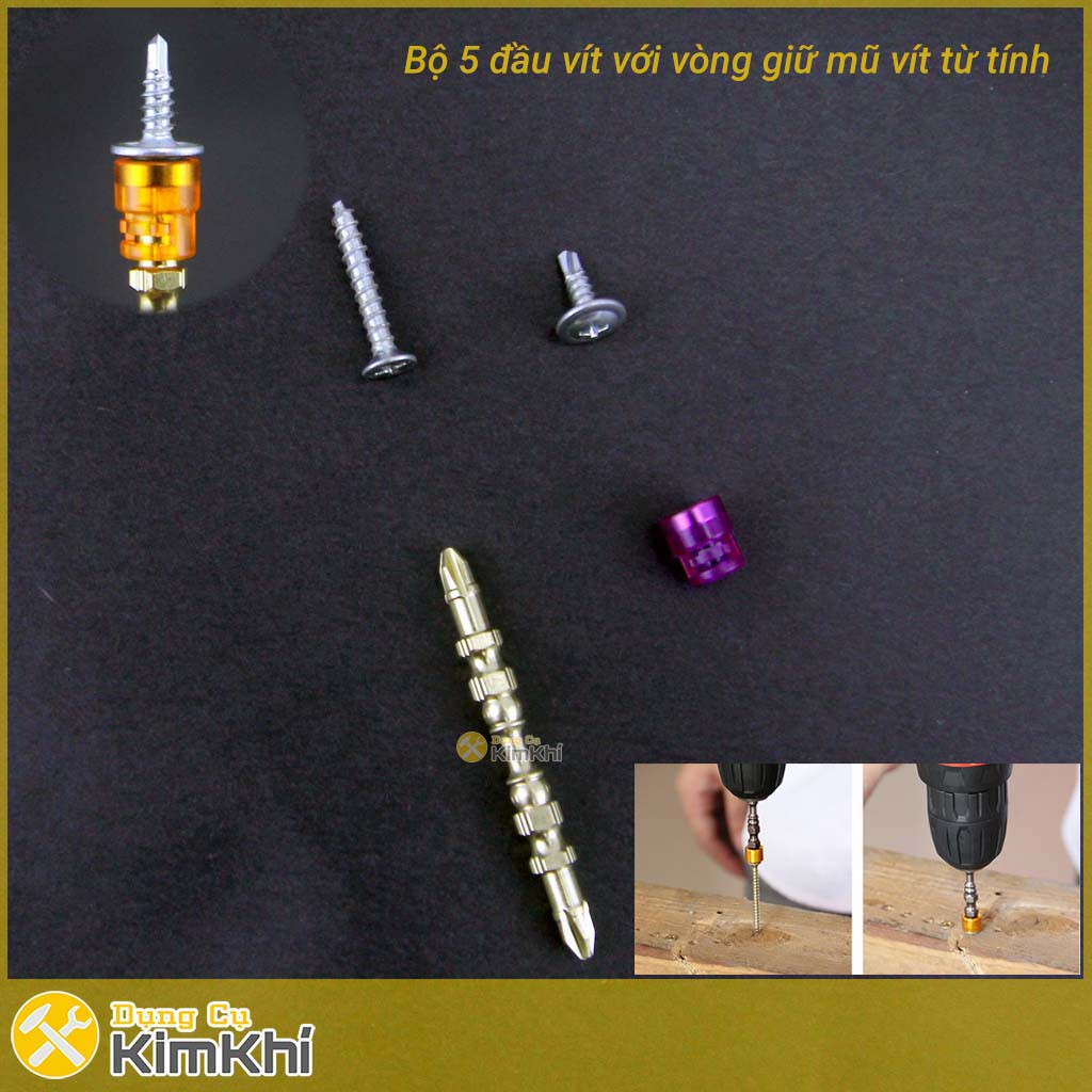 Bộ 5 đầu bắt vít tới hạn 4 cạnh từ tính chuôi lục giác