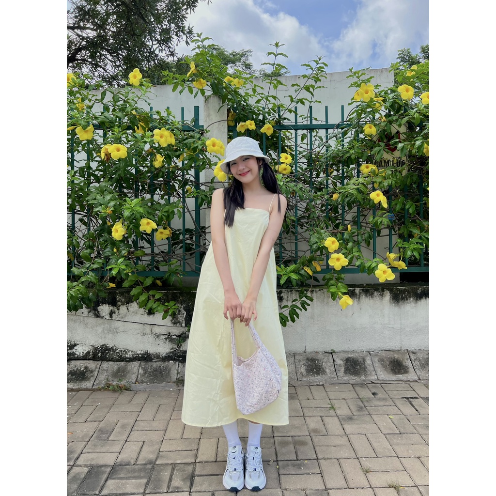 TRIPIEM - Đầm hai dây cột nơ phía sau hở lưng dáng suông Bowtie Dress