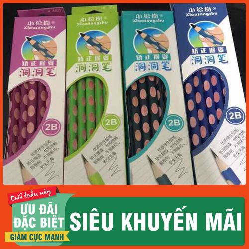 Siêu Sale 12 Cây Bút Chì Định Vị Tay Cầm Cho Bé Tặng Kèm Gọt Chì