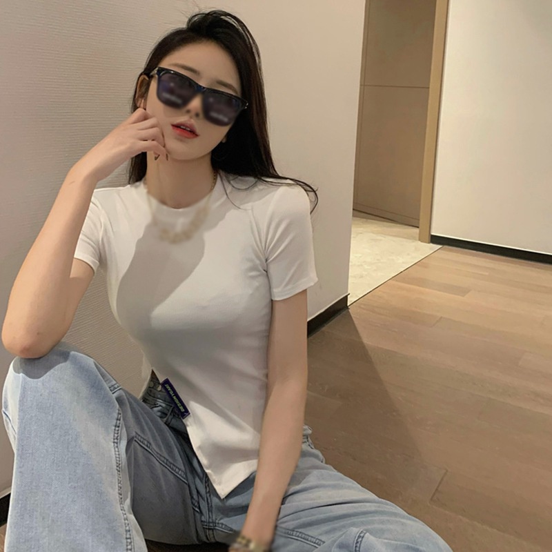 Áo Thun Nữ Tay Ngắn Cổ Tròn Chất Liệu Polyester Thoáng Khí Thời Trang Xuân Hè