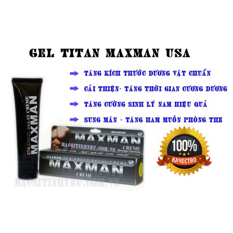 [Hàng Mỹ] Gel MAXMAN - Gel Massage Tăng Kích Thước "Cậu Nhỏ", Tăng Khoái Cảm, Kéo Dài Cuộc Yêu, Đưa Nàng Về Đích