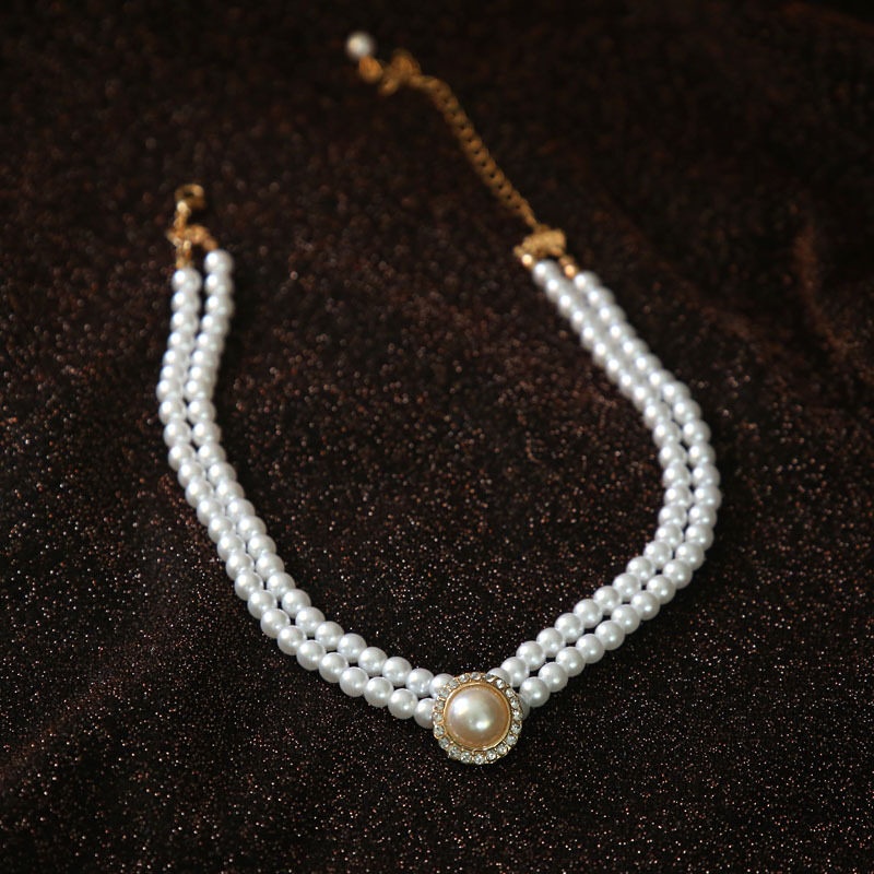 Set vòng cổ và đôi khuyên tai đính ngọc trai thời trang cho nữ