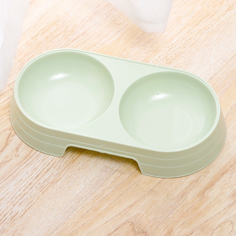 Tô Nhựa Đựng Thức Ăn Nước Uống Hai Ngăn Chống Trượt Cho Chó Mèo