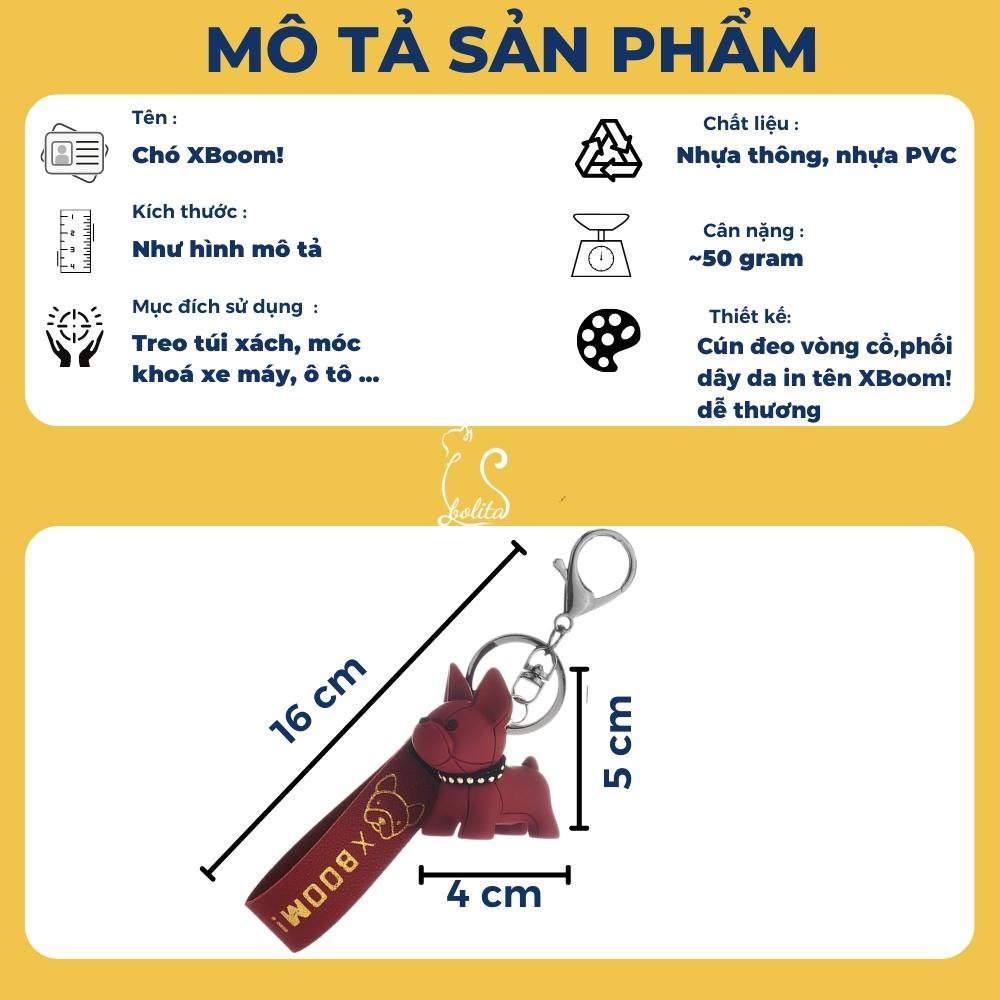 Móc khoá xe máy chó XBoom treo chìa khoá xe máy, balo đi học phong cách mạnh mẽ, Móc chìa khoá cute dễ thương Bolita