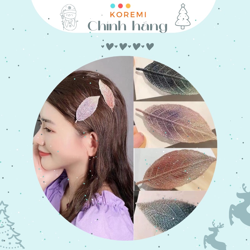 [GIÁ SẬP SÀN] Kẹp tóc chiếc lá 4 màu style Korea