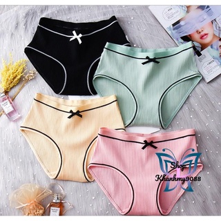 Combo 7 quần lót nữ cotton gân tăm gắn nơ xinh màu ngẫu nhiên CBQL03