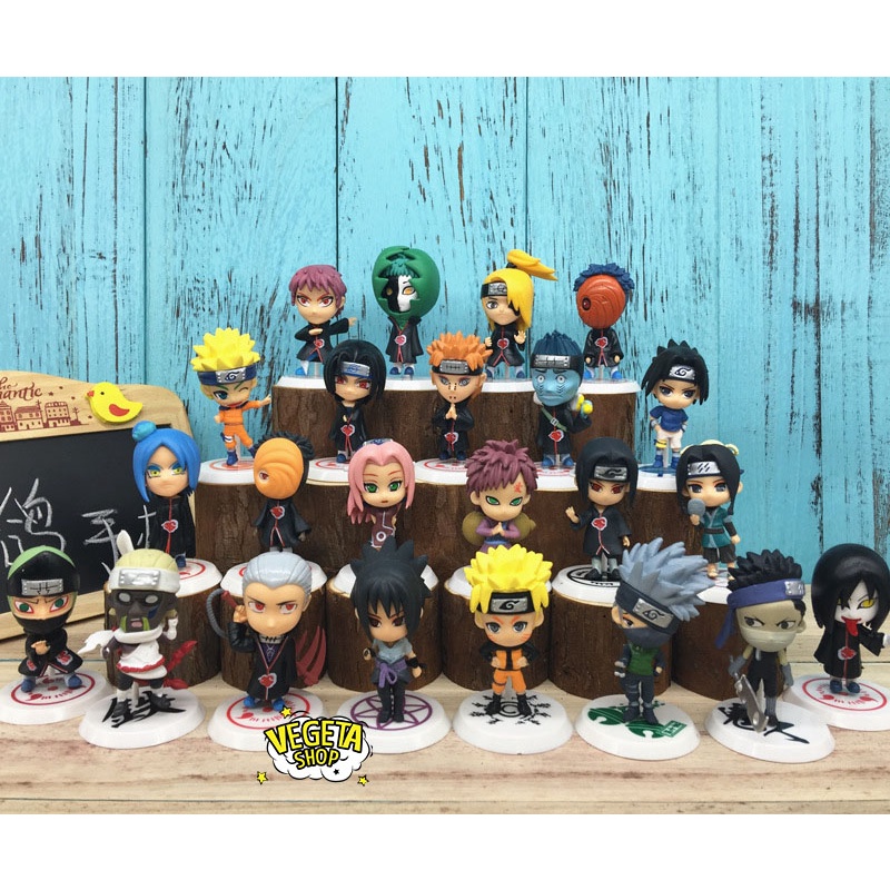 Mô hình Naruto - Set nhân vật Naruto Kakashi Sasuke Sakura Itachi Gaara Orochimaru Nagato Pain Sasori Akatsuki - Cao 7cm