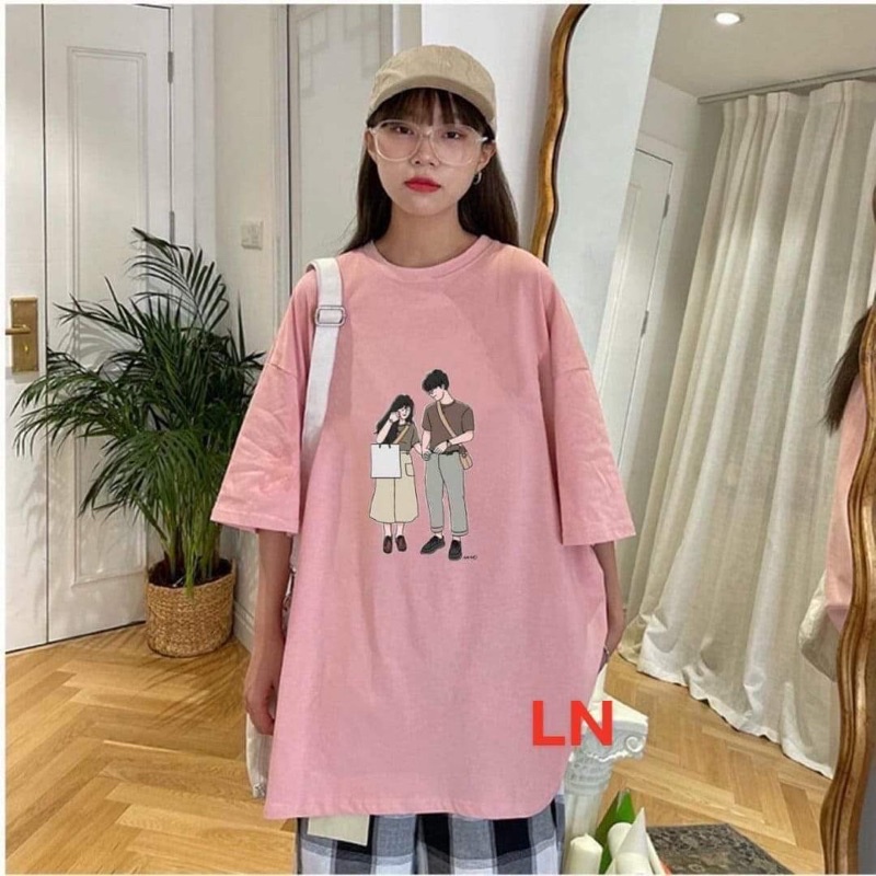 Áo thun Đôi bạn Tình nhânChất cotton suForm thụng tay lỡkiểu dáng Unisexphong cách cặp nhóm Nam và Nữ giá rẻ nhất