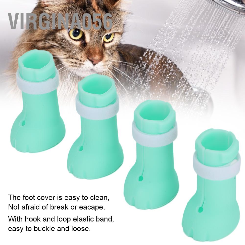Virgina056 4 cái Bộ Pet Cat Wash Claw Foot Cover Chống xước Tắm cho mèo Móng tay móng chân Bảo vệ Ủng