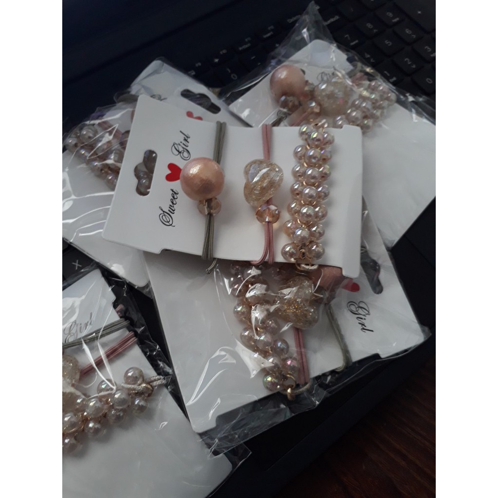 Set 3 dây cột tóc ngọc