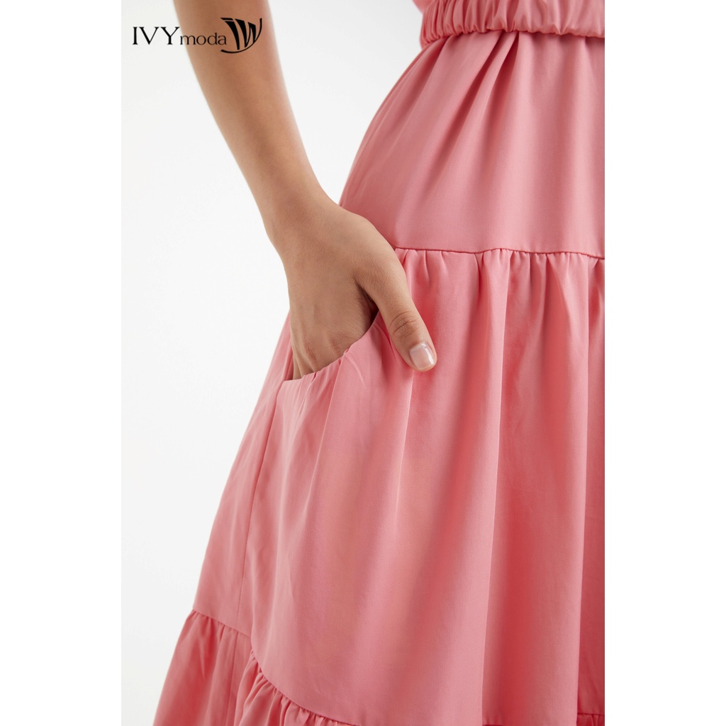 Đầm thô cut-out phối đai IVY moda MS 41B9403