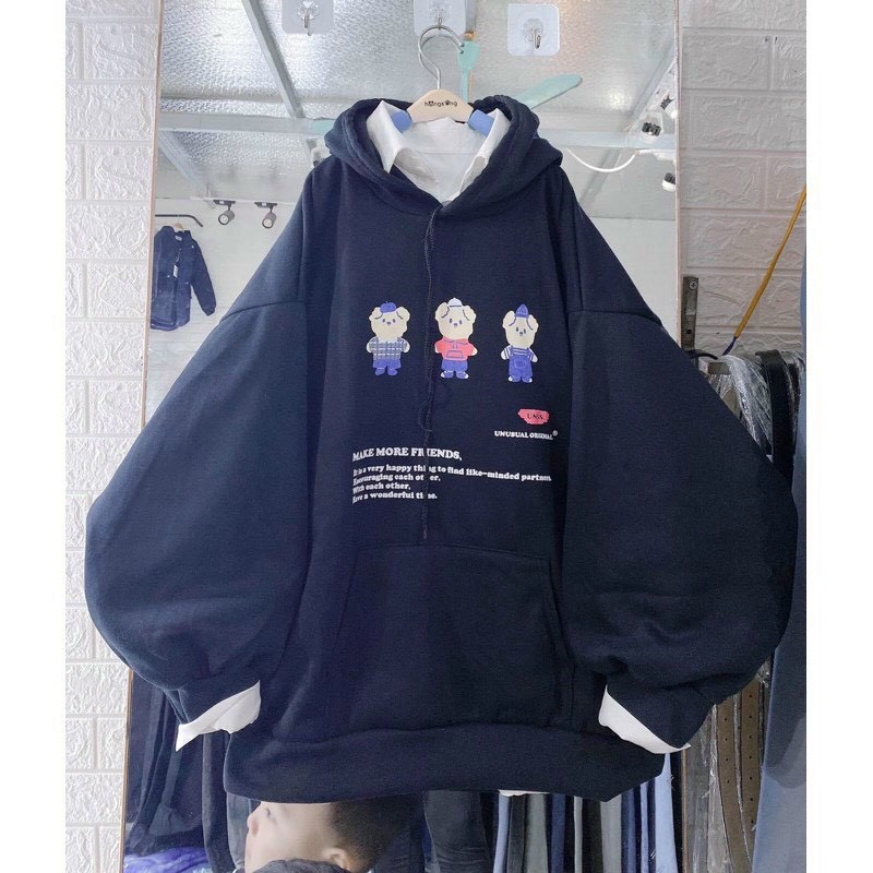 ÁO KHOÁC HOODIE, ÁO HOODIE NỈ NGOẠI IN 3 CHÚ GẤU SIÊU ĐỘC ĐÁO