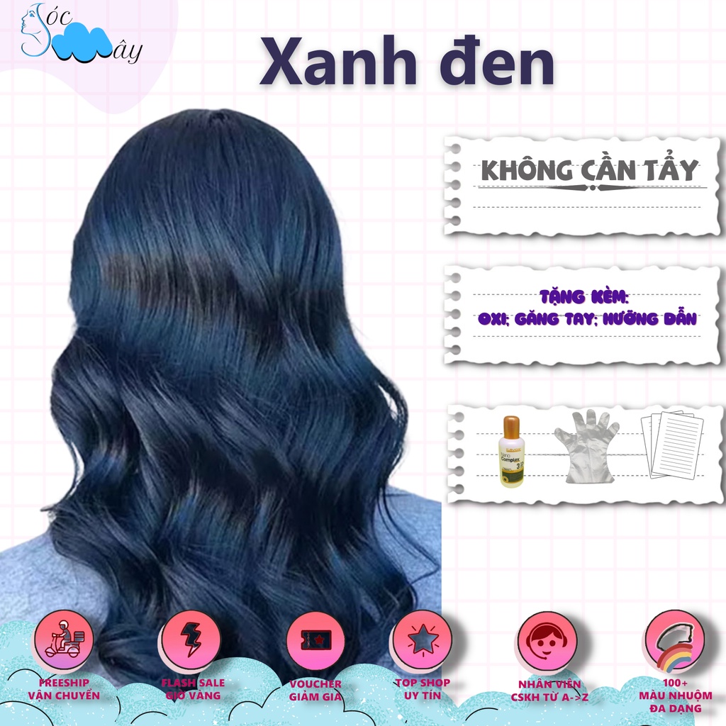 THUỐC NHUỘM TÓC XANH THAN, XANH ĐEN tặng oxi