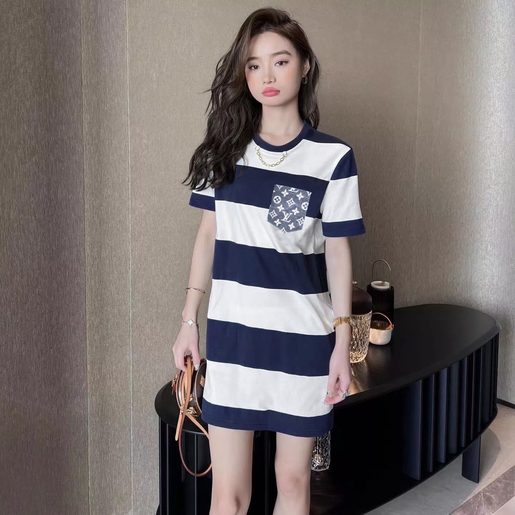 Đầm Suông L.V Cổ Tròn Hàng Xuất Xịn,Chất Thun Mềm Mịn