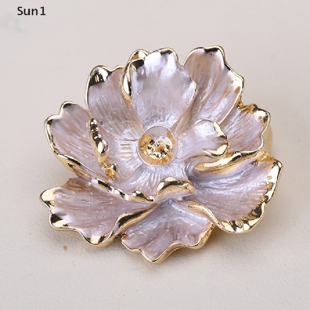 Sun1 &gt; Trâm Cài Áo Đính Đá Zircon Ngọc Trai Hình Hoa Đào Vintage