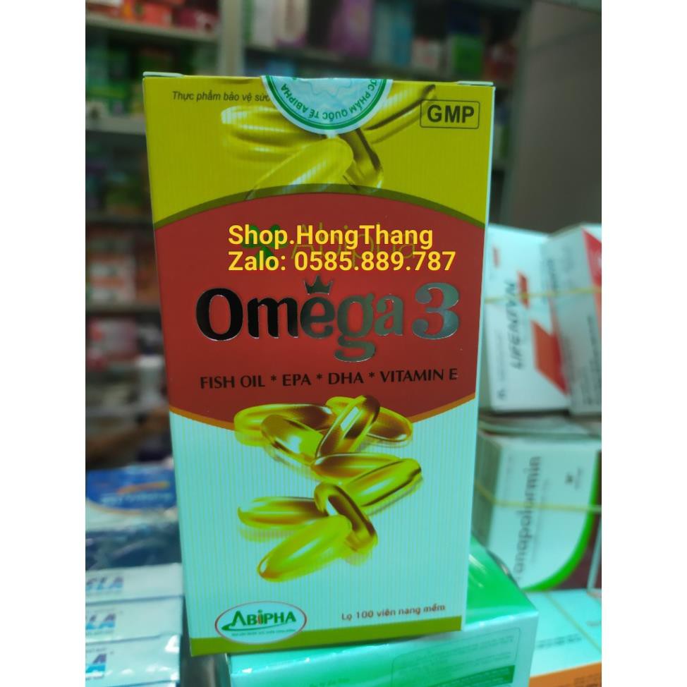 Omega 3 Abipha chứa tinh chất dầu cá, dầu gấc, bổ sung vitamin làm đẹp da, chống lão hóa, gi nhức mắt,mỏi mắt 100 viên