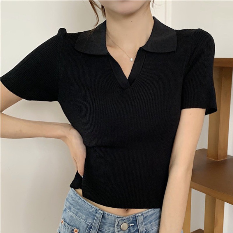 - Áo thun crotop kiểu ôm, áo phông crotop tay ngắn có cổ phong cách Hàn Quốc thời trang DYN’S HOUSE - A656 | BigBuy360 - bigbuy360.vn