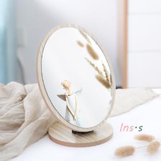 Gương Trang Điểm Để Bàn Hình Tròn Bằng Gỗ Có Thể Gấp Gọn Tiện Dụng