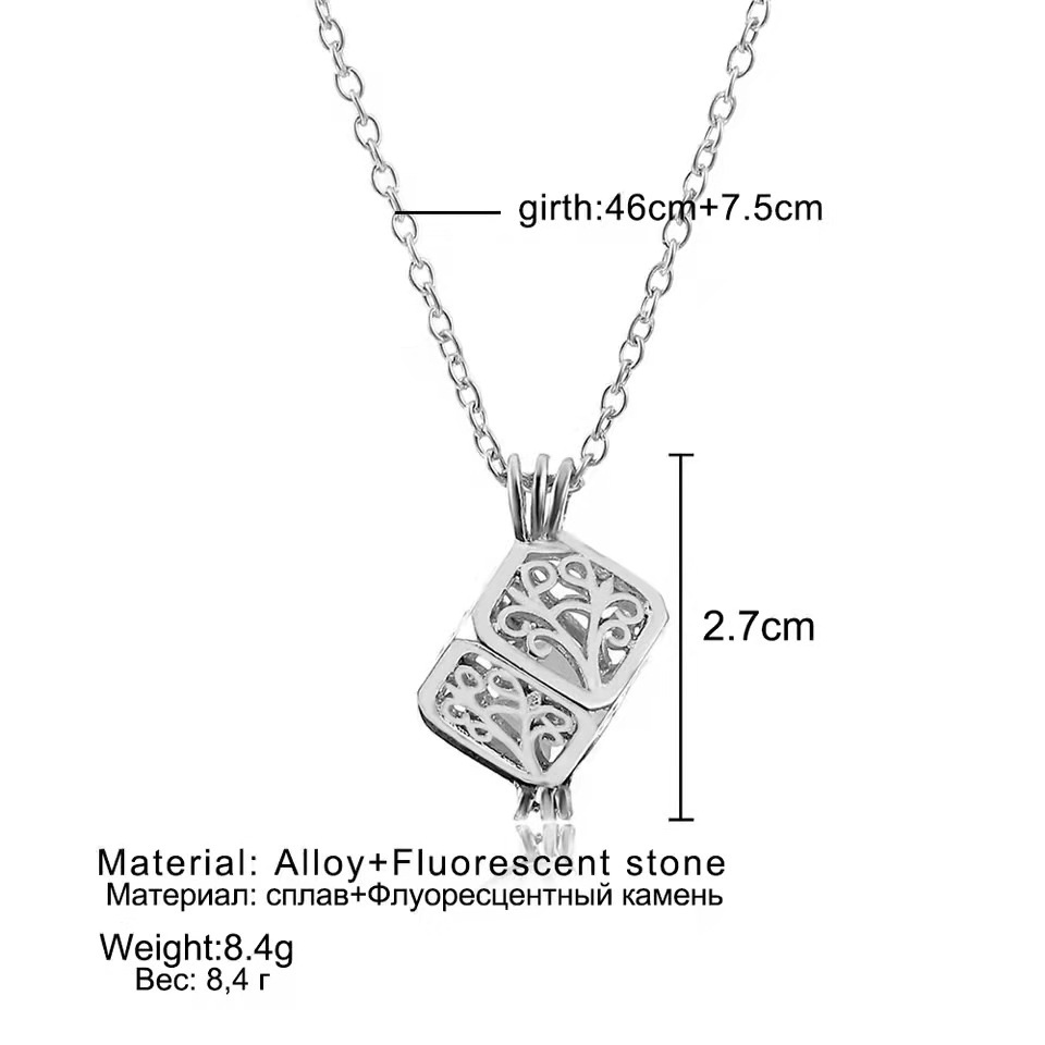 Vòng cổ Mặt Hình Khối Lập Phương Rỗng Phát Sáng Ma Thuật Phong Cách hip hop Nhật Bản Mới Bán Sỉ