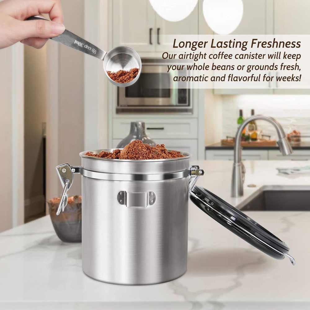 Hộp Đựng Trà / Cà Phê / Đường Bằng Thép Không Gỉ 1.5 / 1.8l Tiện Dụng Cho Nhà Bếp