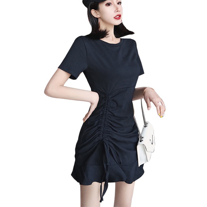Đầm dáng ôm cổ chữ O tay ngắn cho nữ | BigBuy360 - bigbuy360.vn