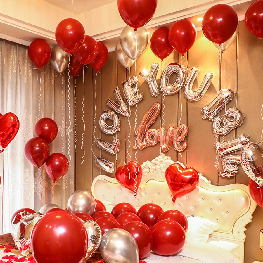 Combo Bóng Bay Cầu Hôn, Tỏ Tình Lãng Mạn TT00 Tặng Kèm Bơm Tay Keo Dán Chuyên Dụng