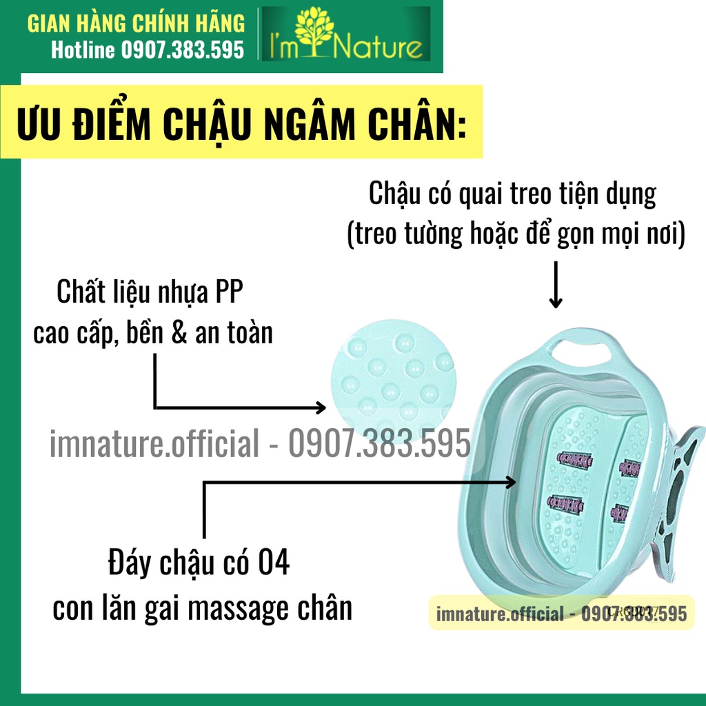 Chậu Ngâm Chân Gấp Gọn - Chậu Massage Chân Đa Năng Silicon - KT 50x41x21 - ImNature.Official TP.HCM