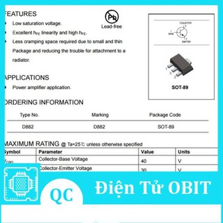 Linh Kiện Transistor D882 SOT89