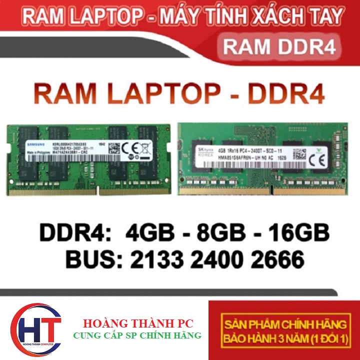 Ram Laptop DDR3, DDR4 2GB, 4GB, 8GB  Bus 2133/2400/2666 - Kingston, mới 100% - bảo hành 36 tháng (Lỗi 1 đổi 1)