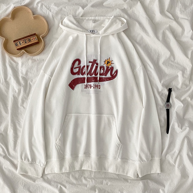 SUXI Áo Hoodie Nữ Dáng Rộng In Chữ Phong Cách Hàn Quốc Mới