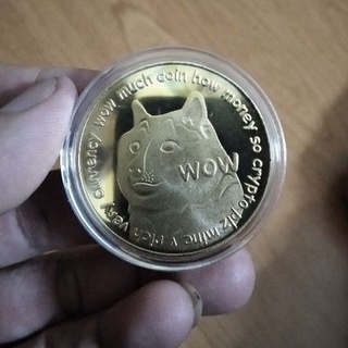 Chất mà rẻ] Đồng xu Dogecoin mạ vàng 24k, đường kính 40mm, dày 2.7mm