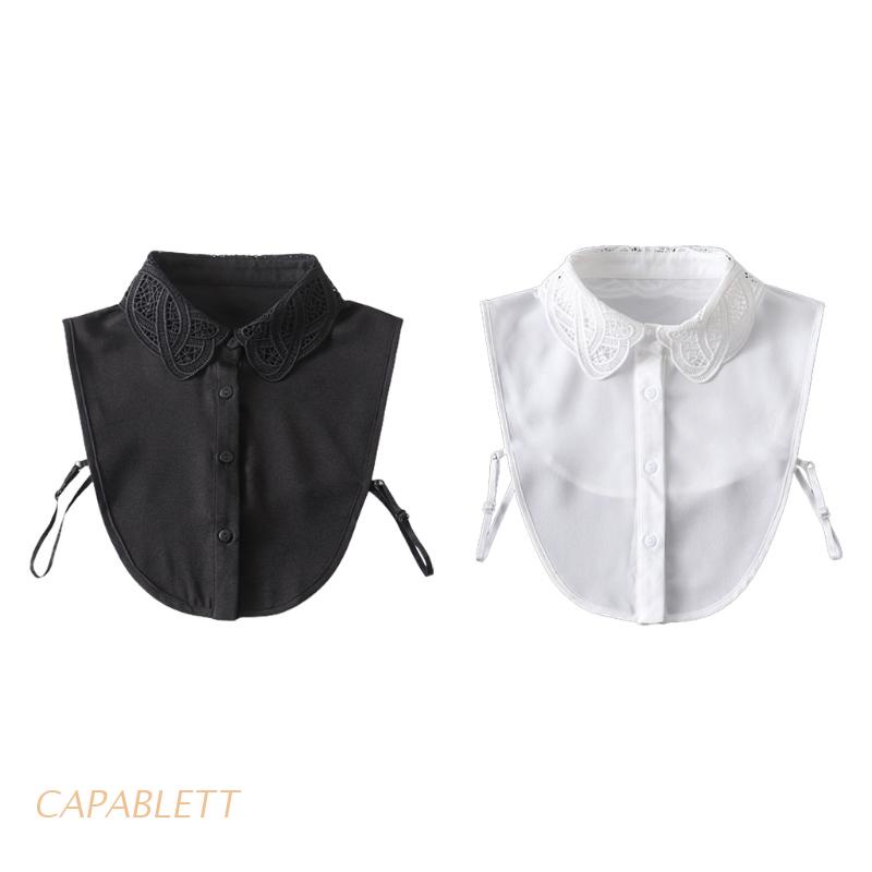 Cổ áo sơ mi giả thêu hoa văn khoét lỗ nhiều màu sắc dành cho nữ