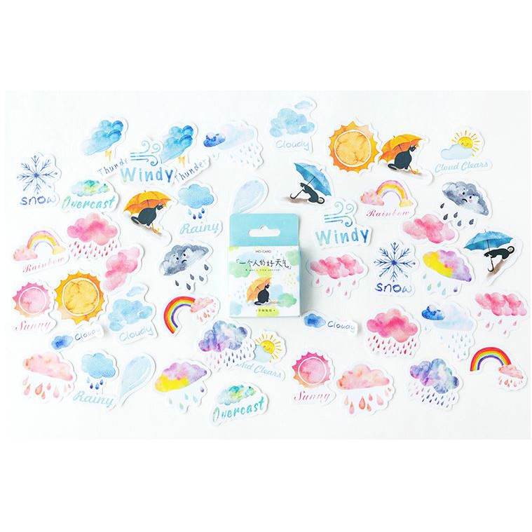 Hộp 45 Miếng Dán Sticker Trang Trí Thời Tiết