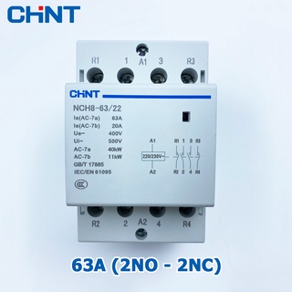 Khởi động từ CHINT 4P NCH8-25/40 NCH8-63/40 4NO 63/22 2NO 2NC 25A 63A 220V dùng cho điện 3 pha 4 pha 380V