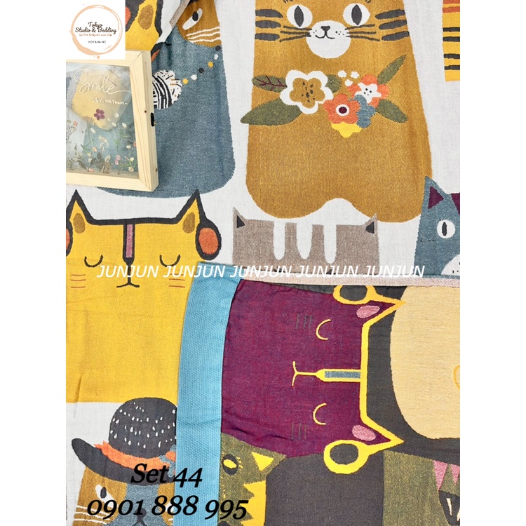 N13_SET Chăn Ga Gối vải Xô Organic cotton dòng cao cấp