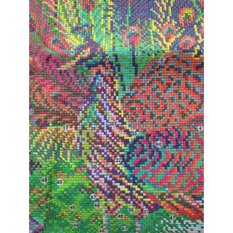 Tranh thêu chữ thập chim công chưa thêu kt 86*76cm