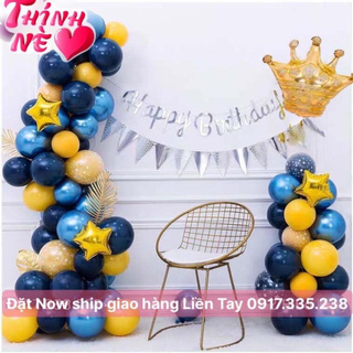Set Bóng trang trí sinh nhật Phối Màu trang Trí dây chữ HPBD Vương Miện Sao Vàng Xinh