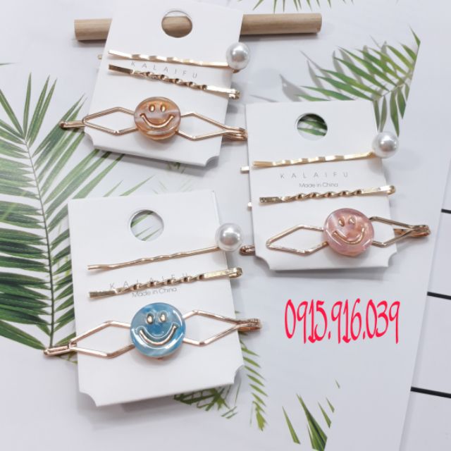 Set 3 Kẹp Tóc Mái Trend, Set 3 Kẹp tóc mái kiểu retro