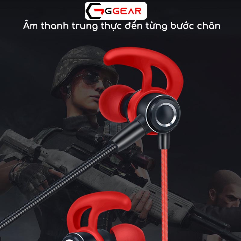 Tai nghe nhét tai có dây gaming Ggear EG3 chống ồn có mic âm thanh siêu bass cho game thủ