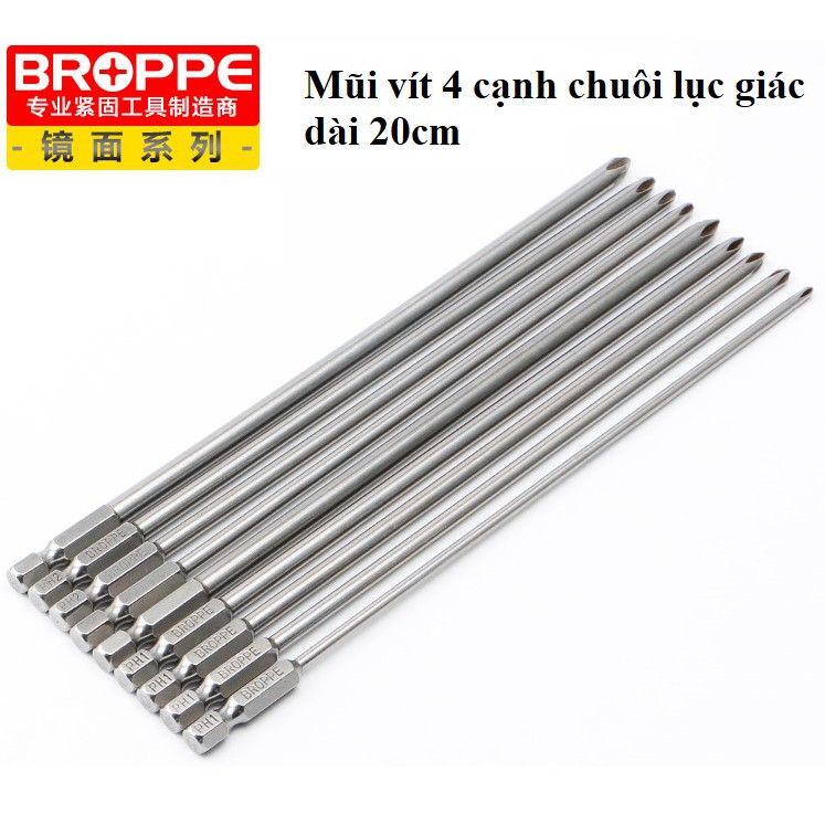 SV Mũi tô vít 4 cạnh chuôi lục giác 200mm