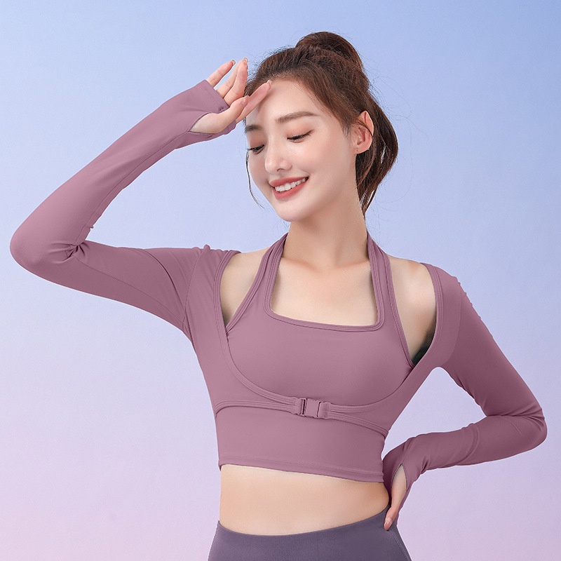Áo Thun Thể Thao Tay Dài Có Mút Đệm Thoáng Khí Nhanh Khô Thời Trang Cho Nữ