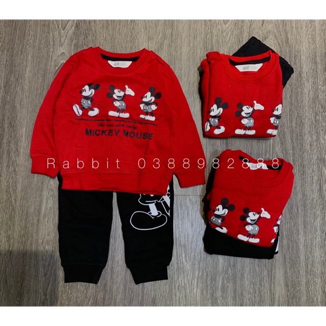 Bộ nỉ bông đỏ Mickey