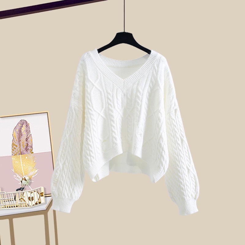 Set áo len tay dài kèm chân váy thời trang cho bé gái