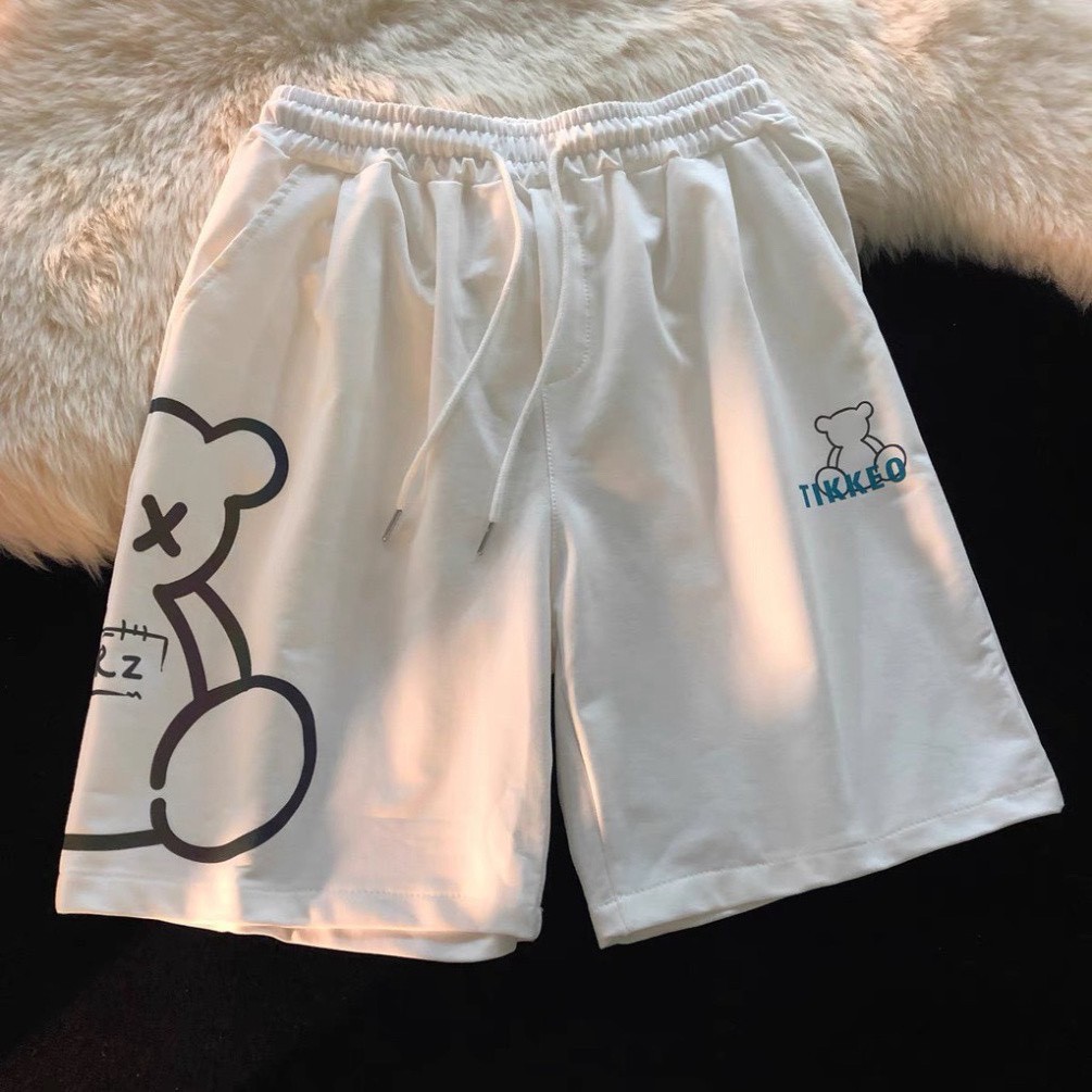 Quần Short Đùi Nam Nữ Ulzzang,Quần Ngố Nam Nữ UNISEX In Hình Phản Quang Chú Gấu