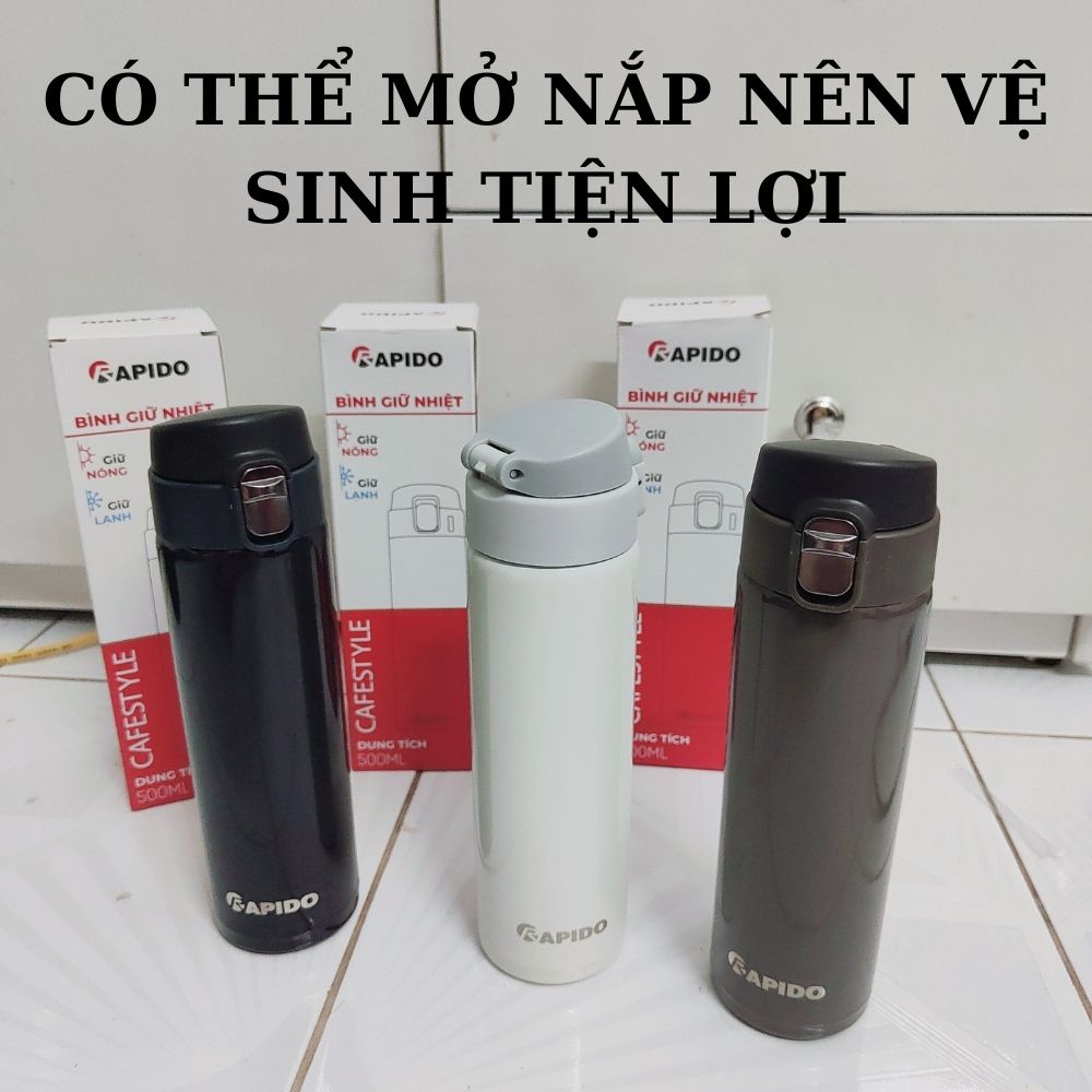 Bình Đựng Nước Giữ Nhiệt 500 ML Chính Hãng Rapido Mẹ Gạo,bình nước giữ nhiệt cao cấp rapido dung tích 500ml