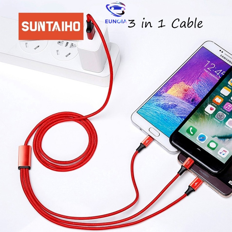 Cáp Sạc 3 Đầu Type C,,Micro USB Siêu Bền và tiện ích