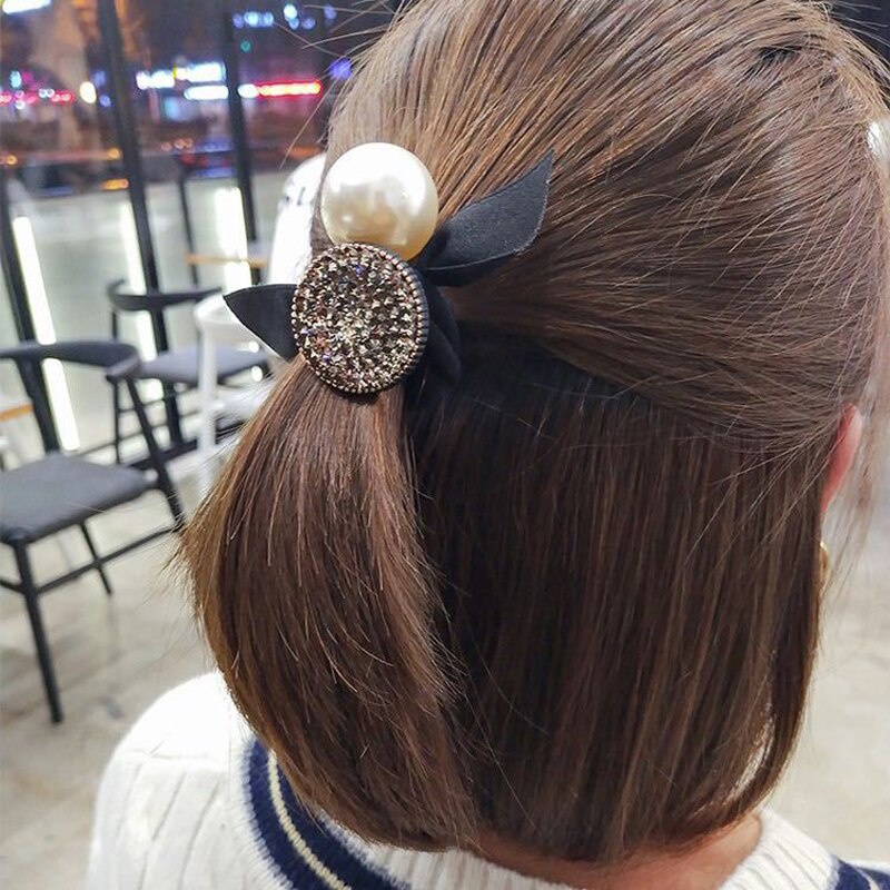 Dây buộc tóc cao su đính ngọc trai giả xinh xắn cho nữ