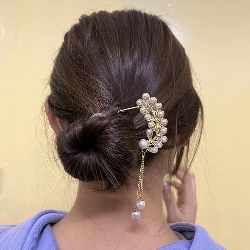 PVN46973 Kẹp Tóc Đính Ngọc Phối Tua Rua Thời Trang Giá Rẻ