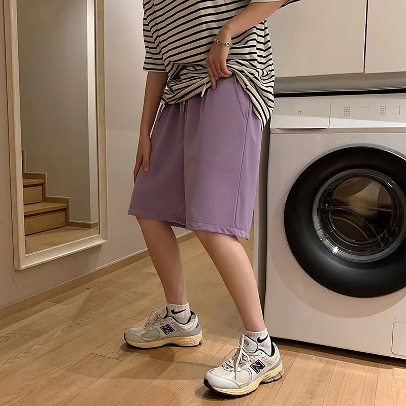 【M-5XL】Quần Thể Thao Ngắn Màu Trơn Thời Trang Unisex Chất Lượng Cao Phong Cách Hàn Quốc dây rút simple couple clothes