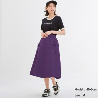 Chân váy xoè midi thắt dây 2 bên hông xinh xắn của GU - Nhật Bản